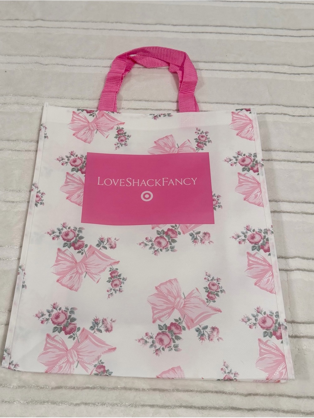 LoveShackFancy White and Pink Floral Shopper Tote